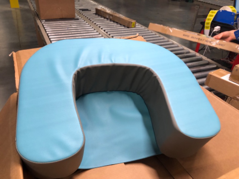 Photo 1 of Foam Newborn Lounger Sit Me up Baby Floor Seat Soft Cushioned Infant Pillow Lounger Indoor Baby Support Seat with Non Slip Bottom for Toddlers Learn to Sit Balance and Strengthen Muscles, Teal Gray