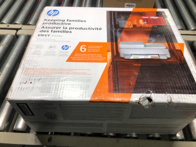 Photo 1 of HP ENVY 6455e Wireless Color All-in-One Printer with 6 Months Free Ink with HP+ (223R1A), white
