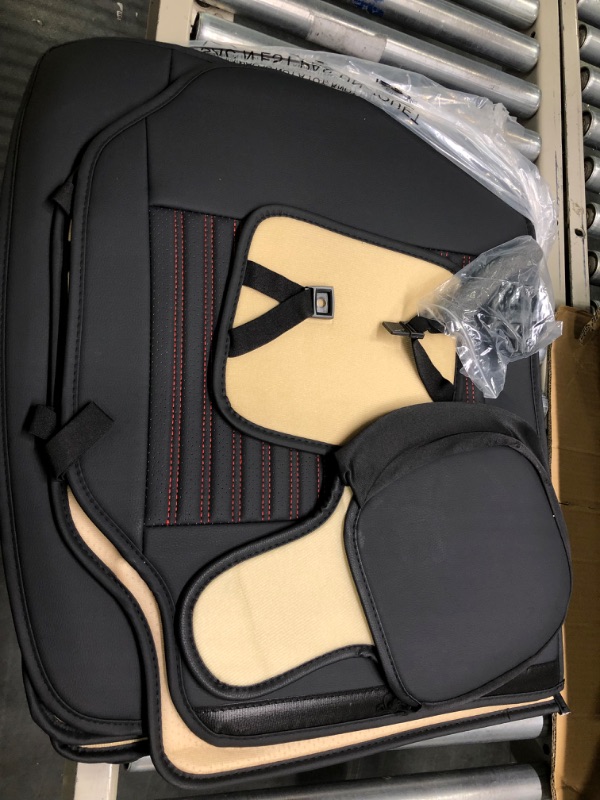 Photo 1 of LINGVIDO Leather Car Seat Covers,Breathable and Waterproof Faux Leather Automotive Seat Covers for Cars SUV Pick-up Truck Sedan,Universal Anti-Slip Driver Seat Cover with Backrest (Front Seat, Red)
