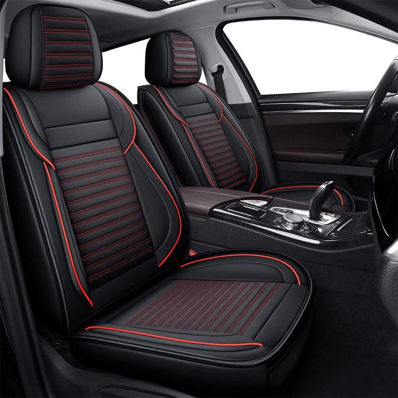 Photo 1 of LINGVIDO Leather Car Seat Covers,Breathable and Waterproof Faux Leather Automotive Seat Covers for Cars SUV Pick-up Truck Sedan,Universal Anti-Slip Driver Seat Cover with Backrest (Front Seat, Red)
