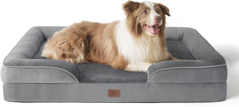 Photo 1 of Bedsure Large Orthopedic Dog Bed for Large Dogs - Big Waterproof Dog Bed Large, Foam Sofa with Removable Washable Cover, Waterproof Lining and Nonskid Bottom Couch, Pet Bed
