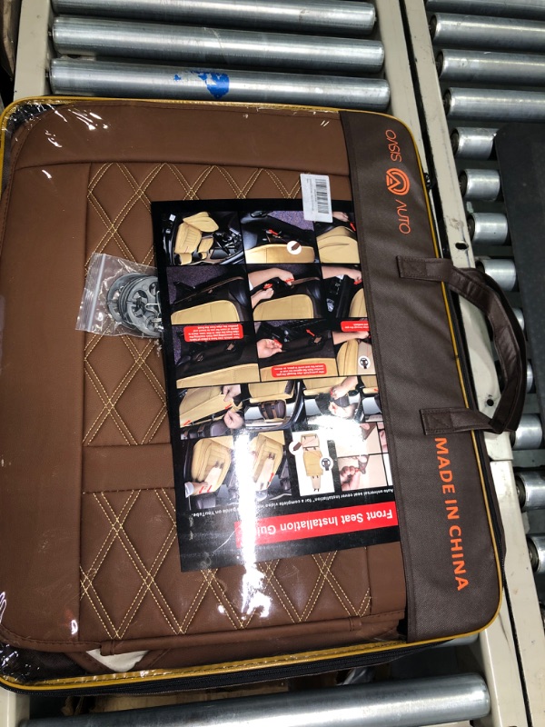Photo 1 of OASIS AUTO Car Seat Covers Accessories Full Set Premium Nappa Leather Cushion Protector Universal Fit for Most Cars SUV Pick-up Truck, Automotive Vehicle Auto Interior Décor (OS-009 Brown) OS-009 FRONT&REAR BROWN