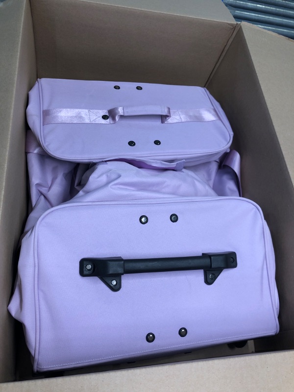 Photo 1 of BRÜUN Large Size Duffel Bag with Protective Cover – A Light Violet Colored Dream Rolling Carrier with Garment Rack and Wheels for Travel – Designed for Men and Women to Hang Clothes on Long Journeys