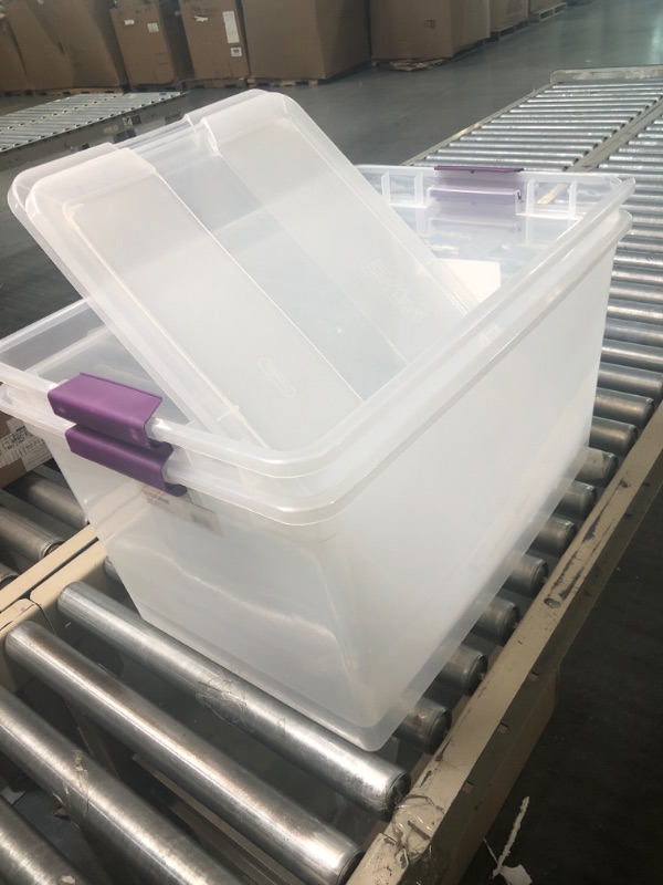 Photo 2 of 2 Sterilite 66qt ClearView Latch Box Clear with Purple Latches