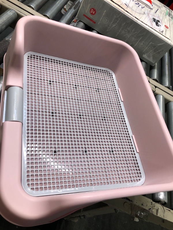 Photo 3 of [PS Korea] Indoor Dog Potty Tray – with Protection Wall Every Side for No Leak, Spill, Accident - Keep Paws Dry and Floors Clean (Pink)
