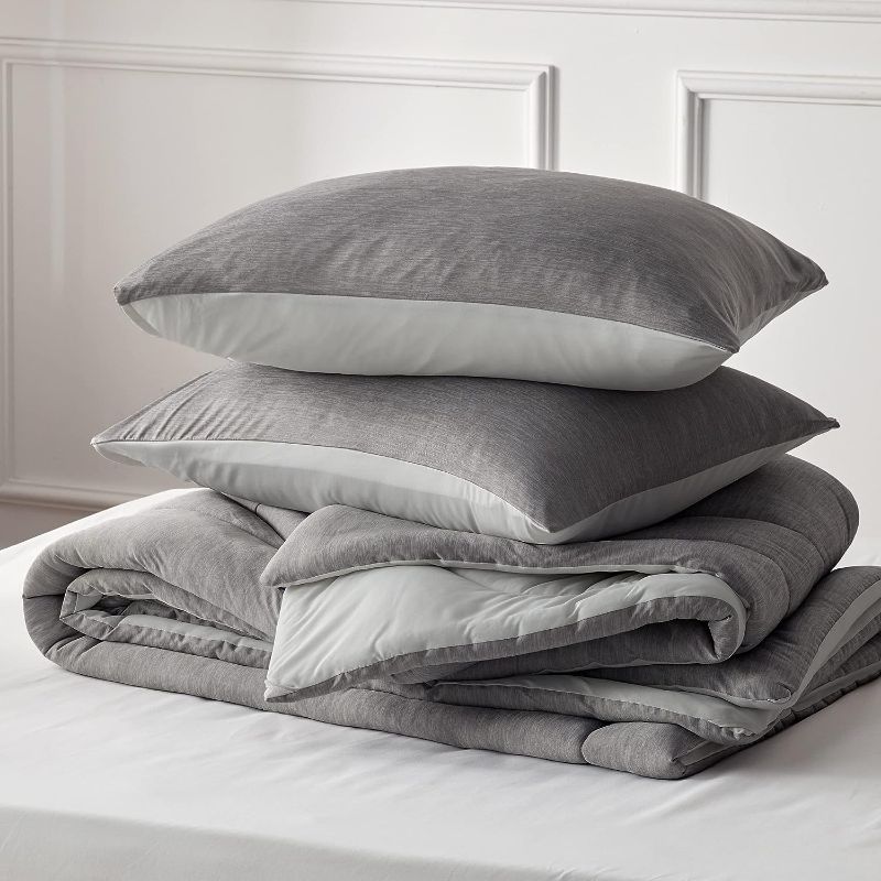 Photo 1 of Bedsure Full Comforter Set Kids - Grey Full Size Comforter, Soft Bedding for All Seasons, Cationic Dyed Bedding Set, 3 Pieces, 1 Comforter (82"x86") and 2 Pillow Shams (20"x26"+2")
