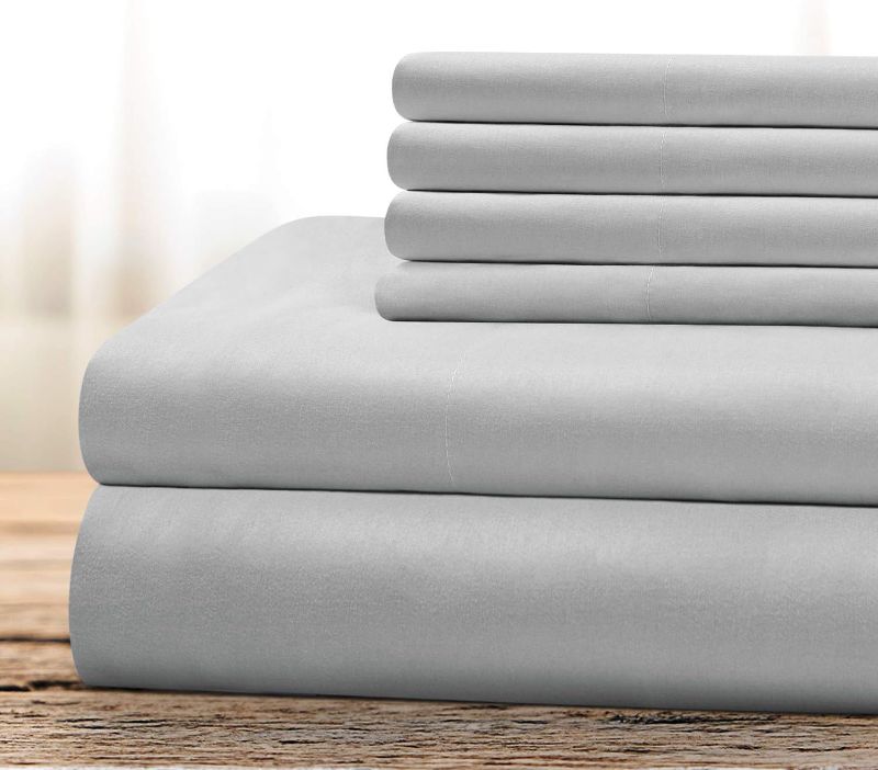 Photo 1 of  Bed Sheets Set 6 Piece(King, Light Gray) - Super Soft 1800 Thread Count 100% Microfiber Sheets with Deep Pockets, Wrinkle & Fade Resistant
