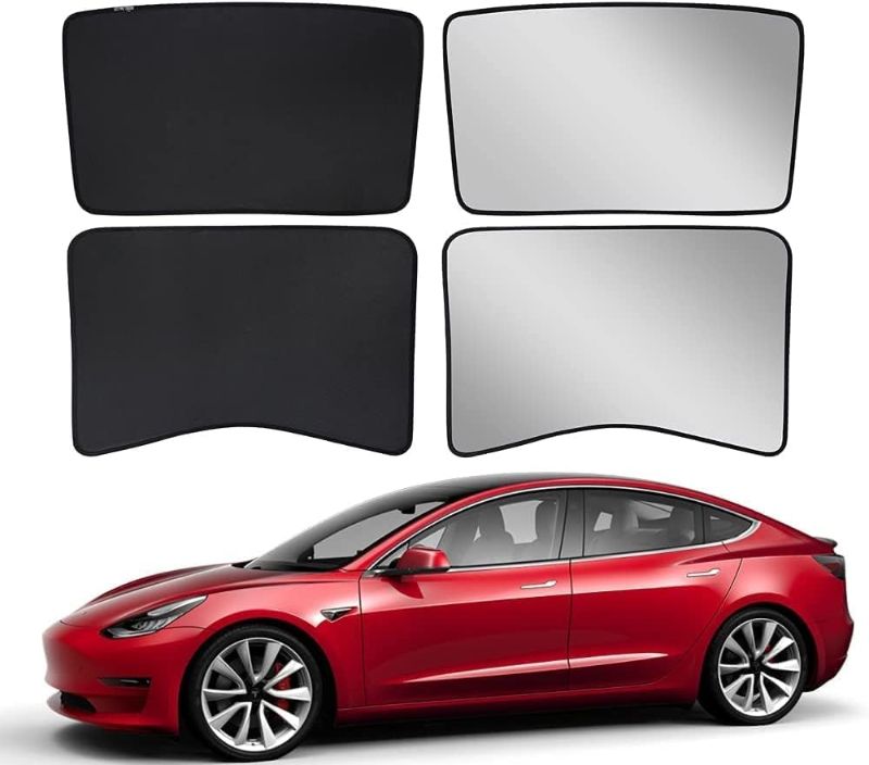 Photo 1 of BASENOR Tesla Model 3 Sunshade Front & Rear Glass Roof Sun Shades with Skylight Reflective Covers Set of 4 (2023 2022 2021 Model 3)
