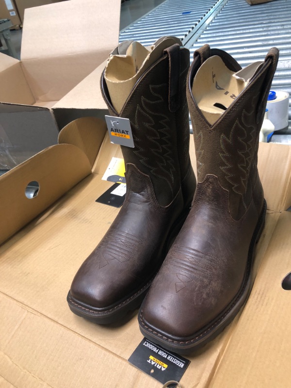 Photo 4 of ARIAT Men's Groundbreaker Square Toe Work Boot 10 Wide Brown