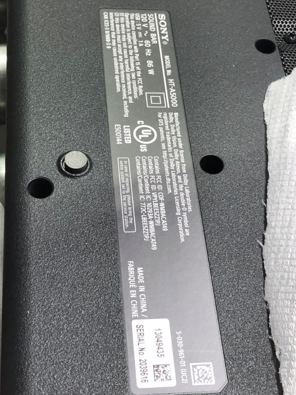 Photo 1 of Sony HT-A5000 Dolby Atmos Smart Soundbar works with Alexa and Google Assistant, Chromecast built-in, AirPlay2, Bluetooth - Black
