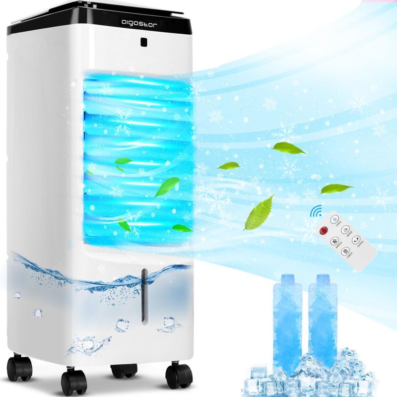 Photo 1 of Aigostar Evaporative Air Cooler, 3 In 1 Windowless Portable Swamp Cooler with Remote Control, Cooling Tower Fan with 3 Modes, Humidification, 3 Speeds,