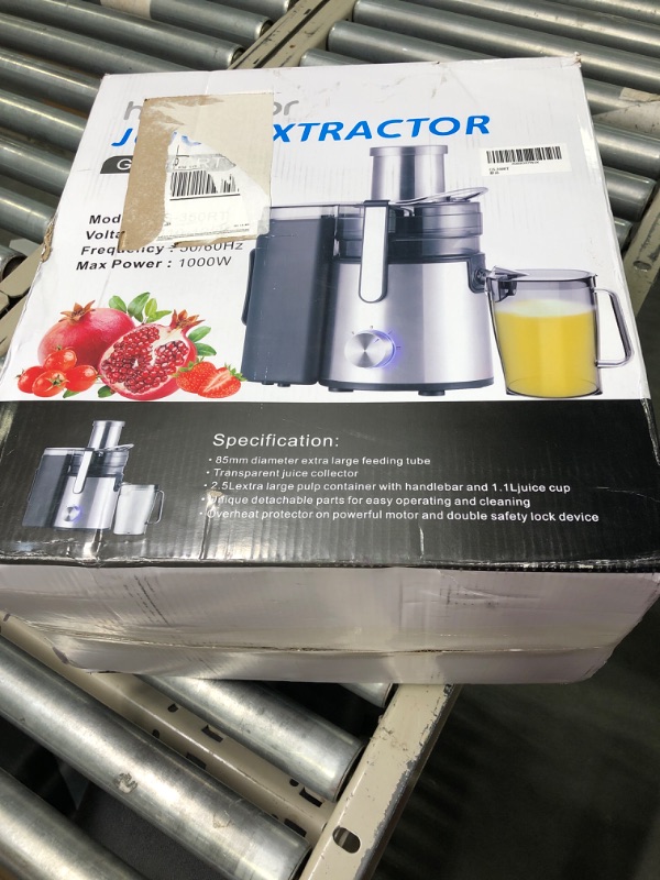 Photo 2 of 1000W 3-SPEED LED Centrifugal Juicer Machines Vegetable and Fruit, Healnitor Juice Extractor with Stainless Steel 3.5" Big Mouth, Easy Clean, BPA-Free, High Juice Yield, Silver