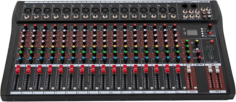 Photo 1 of 16 Channel DJ Audio Mixer with Bluetooth USB, 4000W Studio Audio Sound Mixer Console, Professional Power Mixer Ultra Low Noise, Digital Effect Processor