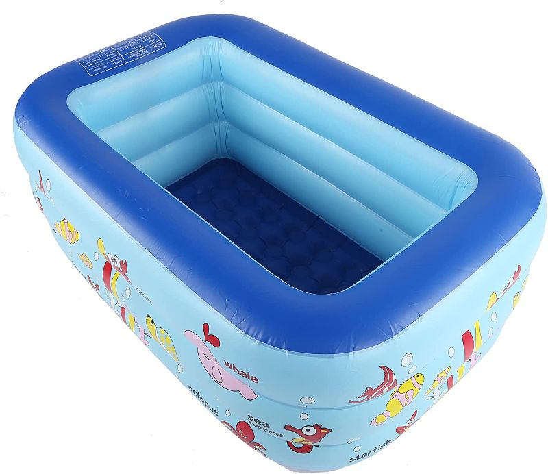 Photo 1 of FOLOSAFENAR Inflatable Swimming Pool-51.2"x33.5"x21.7"Portable Toddler Swimming Pool Rectangular Baby Swimming Pool Outdoor Water Toys Kids Pool...