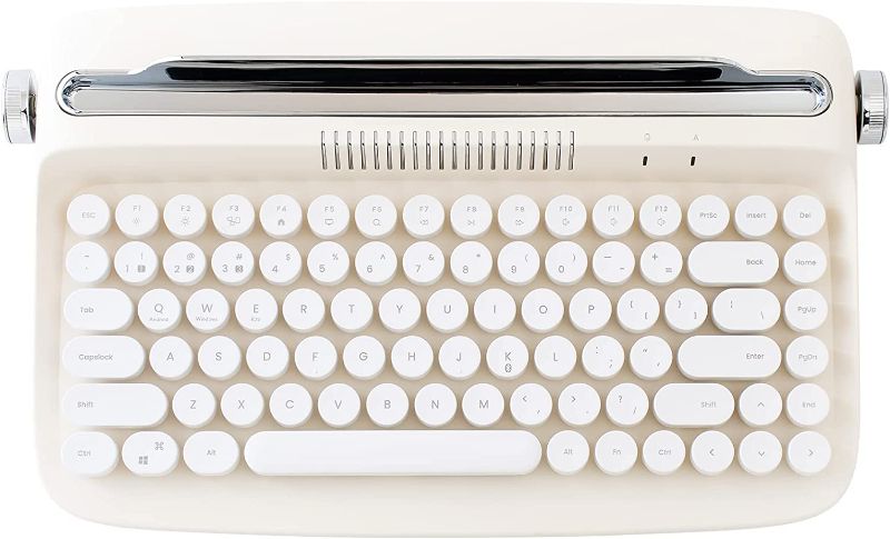 Photo 1 of YUNZII ACTTO B303 Wireless Typewriter Keyboard, Retro Bluetooth Aesthetic Keyboard with Integrated Stand for Multi-Device (B303, Ivory Butter)