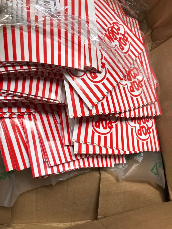 Photo 4 of bundle of Popcorn Containers Boxes  - Striped White and Red Paper - for Home Movie Theater