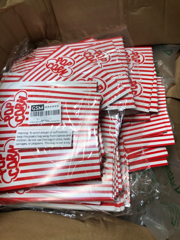 Photo 3 of bundle of Popcorn Containers Boxes  - Striped White and Red Paper - for Home Movie Theater