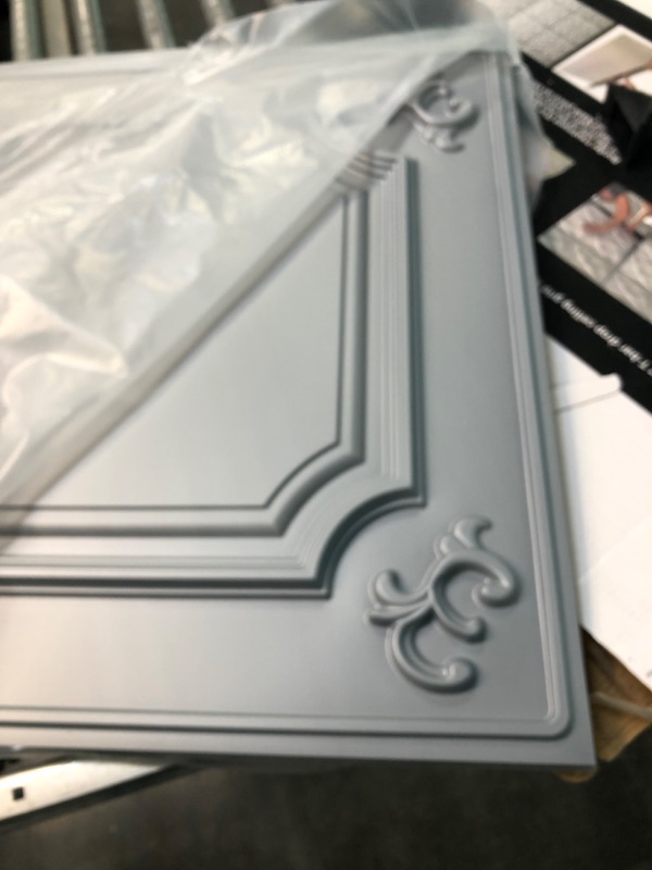 Photo 4 of Art3d Drop Ceiling Tiles 24x24 in Grey (12-Pack, 48 Sq.ft), Wainscoting Panels Glue Up 2x2 24"x24" Gray 12