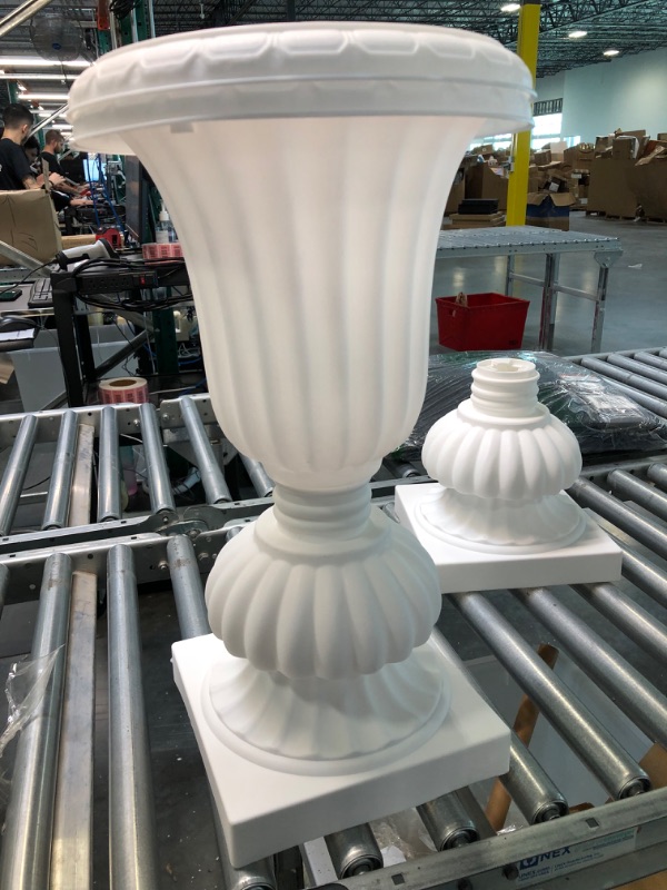 Photo 4 of 
2pk Classic White Decorative Plastic Urn Planter, 