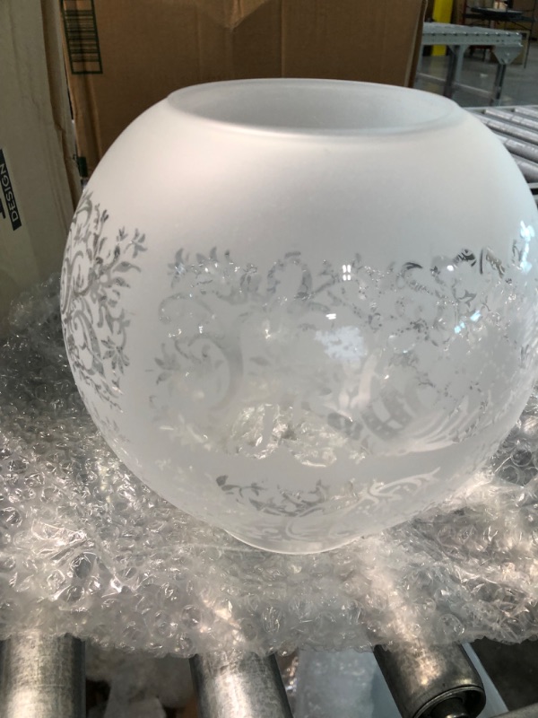 Photo 4 of B&P Lamp® 8" Ball Style Gas Shade With Etched And Clear Filigree Design