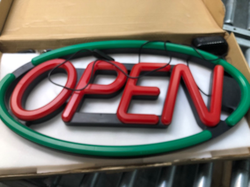 Photo 3 of MaxLit- Oval Shaped LED Tube Neon Open Sign -Large Size -24'' X 12'' (Green/Red)