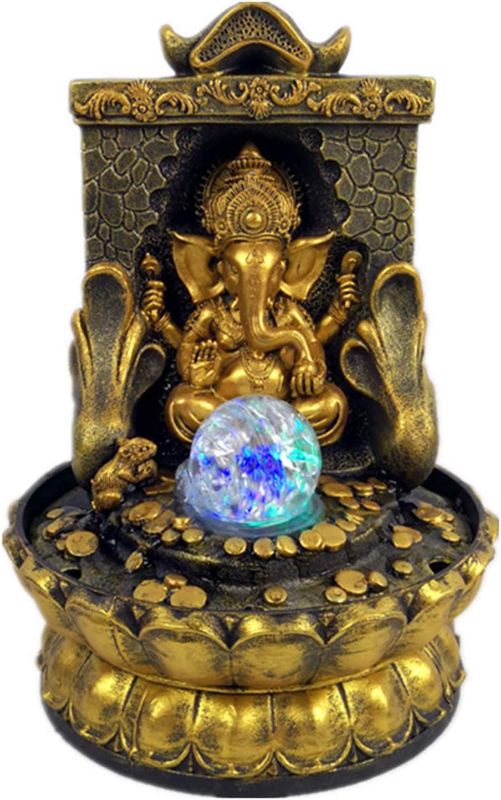 Photo 1 of 
Ganesha Statues Indoor Water Fountain, Elephant Buddah Statute Tabletop Fountain with Rolling Ball, Zen Fountain for Home Office Bedroom Desk Decoration...