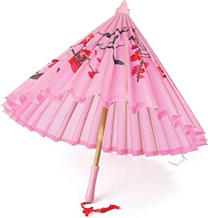 Photo 5 of Bristol Novelty BA794 Parasol Pink Silk with Wooden Handle, One Size