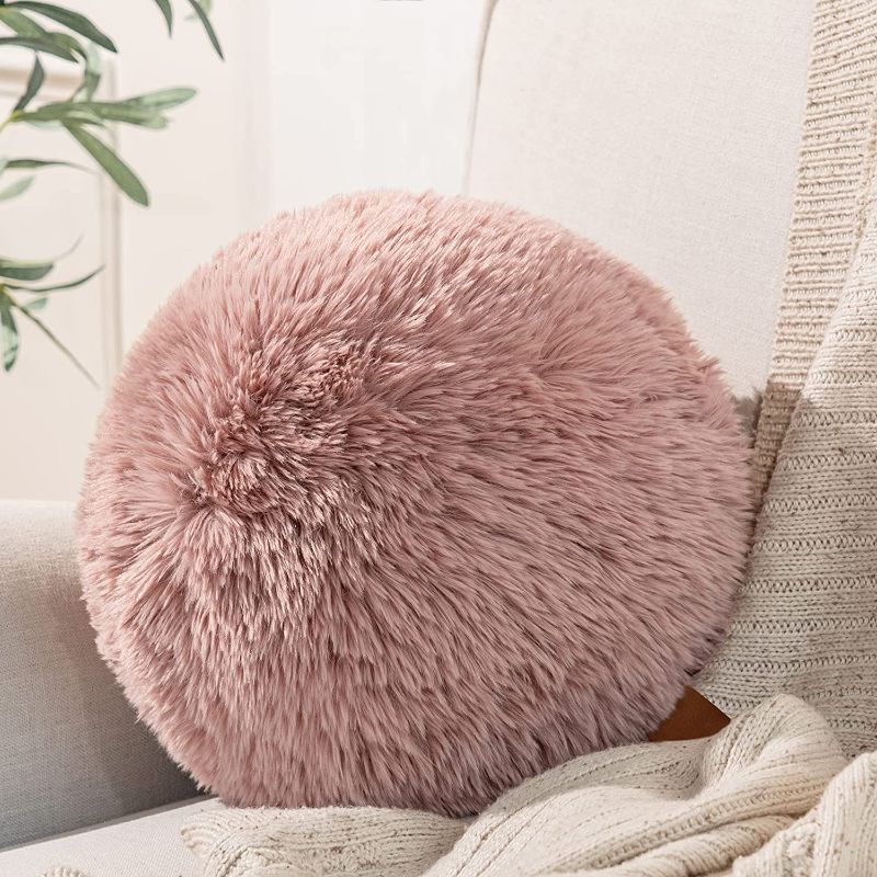 Photo 1 of Ashler Plush Ball Throw Pillow and Cushion for Sofa, Cute Style Round Pillow with Handle, Super Soft Spherical Pillow for Bedroom, Circle Orb Shaped Decorative 10 x 10 inches Pink