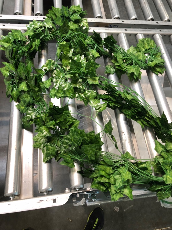 Photo 3 of 12 Strands Artificial Ivy Leaf Plants Vine Hanging Garland Fake Foliage Flowers Home Kitchen Garden Office Wedding Wall Decor, Green