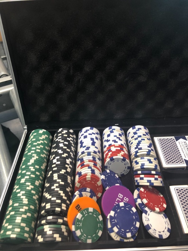 Photo 5 of 11.5 Gram Texas Hold 'em Claytec Poker Chip Set with Aluminum Case, Striped Dice Chips