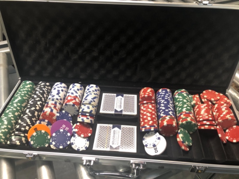 Photo 3 of 11.5 Gram Texas Hold 'em Claytec Poker Chip Set with Aluminum Case, Striped Dice Chips