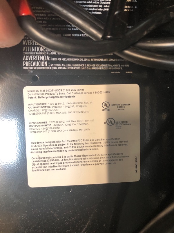 Photo 5 of Schumacher SC1445 250/50/25/10 Amp Manual Wheel Charger with Engine Start & SC1355 Fully Automatic Battery Maintainer - 1.5 Amp, 6/12V - for Car, Power Sport, or Marine Batteries Charger + Battery Maintainer