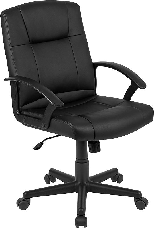 Photo 1 of 
Flash Furniture Coffman Flash Fundamentals Mid-Back Black LeatherSoft-Padded Task Office Chair with Arms
