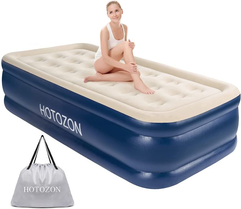 Photo 1 of 
HOTOZON Twin Air Mattress with Built-in Pump, 18" Foldable Air Bed with Carry Bag, Luxury Elevated Inflatable Air Mattresses, Blow Up Airbed for Home,...