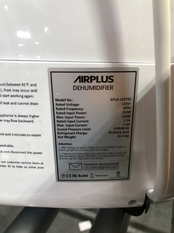 Photo 3 of AIRPLUS 2,000 Sq. Ft 30 Pints Dehumidifier for Home and Basements with Drain Hose(AP1907) 30 Pints A-Rounded