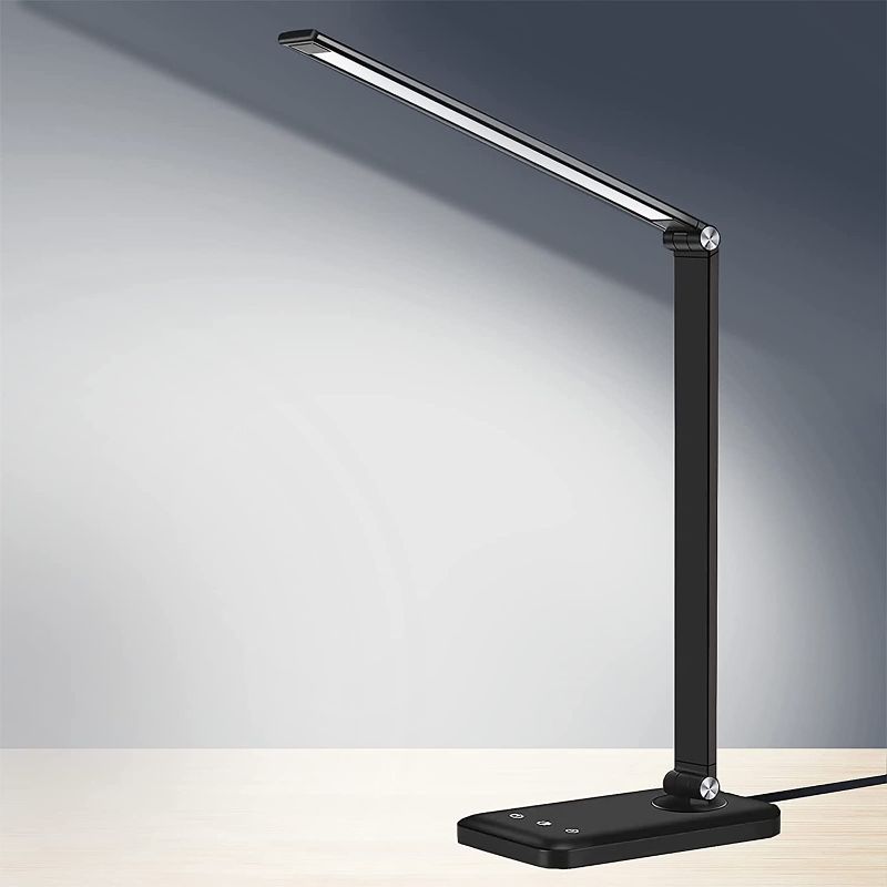 Photo 1 of AFROG Multifunctional LED Desk Lamp with USB Charging Port, 5 Lighting Modes,5 Brightness Levels, Sensitive Control, 30/60 min Auto Timer, Eye-Caring Office Lamp, 5000K,8W