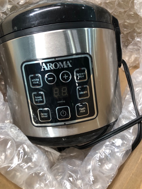 Photo 3 of Aroma Housewares ARC-914SBD Digital Cool-Touch Rice Grain Cooker and Food Steamer, Stainless, Silver, 4-Cup (Uncooked) / 8-Cup (Cooked)