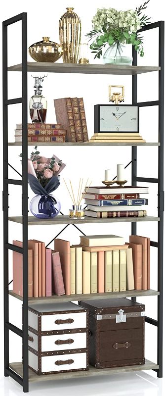 Photo 1 of 
NUMENN 5 Tier Bookshelf, Tall Bookcase Shelf Storage Organizer, Modern Book Shelf for Bedroom, Living Room and Home Office, Grey