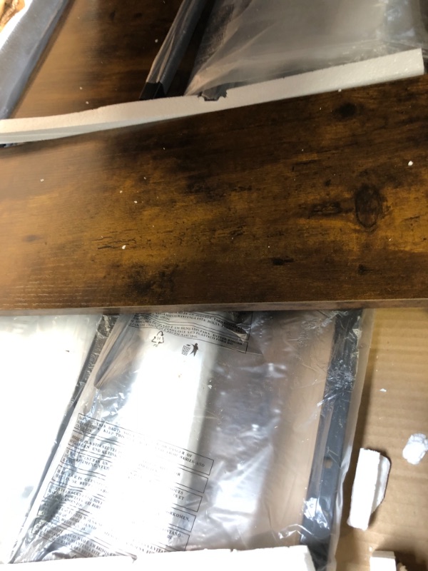 Photo 1 of Engriy Computer Desk with 4 Tier Shelves for Home Office, 47" Writing Study Table with Bookshelf and 2 Hooks, Multipurpose Industrial Wood Desk Workstation with Metal Frame for PC Laptop, Rustic Brown