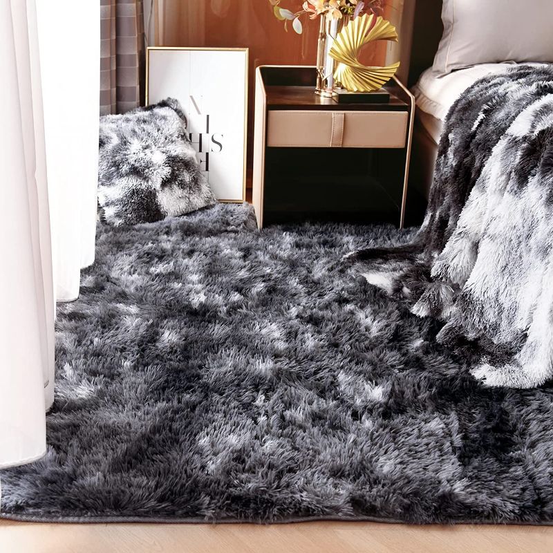 Photo 1 of 
Shag Area Rug Fluffy Faux Fur Playing Mat for Girls Bedroom Living Room Home Décor (Black-White,