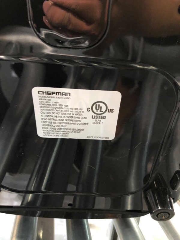 Photo 7 of Chefman 6.3-Qt 4-In-1 Digital Air Fryer+, Rotisserie, Dehydrator, Convection Oven, XL Family Size, 8 Touch Screen Presets, BPA-Free, Auto Shutoff, Accessories Included, Black