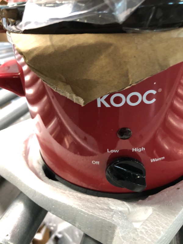 Photo 1 of KOOC Small Slow Cooker, 2-Quart, Free Liners Included for Easy Clean-up, Upgraded Ceramic Pot, Adjustable Temp, Nutrient Loss Reduction, Stainless Steel, Red, Round 2 Quart Red