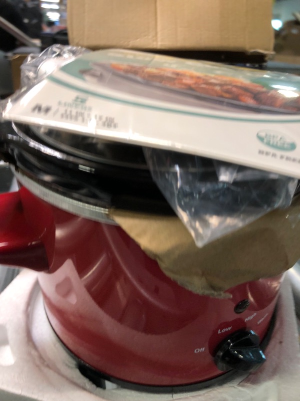 Photo 1 of KOOC Small Slow Cooker, 2-Quart, Free Liners Included for Easy Clean-up, Upgraded Ceramic Pot, Adjustable Temp, Nutrient Loss Reduction, Stainless Steel, Red, Round 2 Quart Red