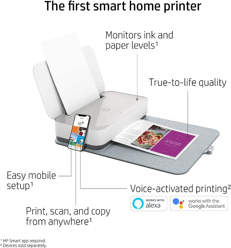 Photo 1 of HP Tango X Smart Home Printer w/ Indigo Linen cover – All-in-One Inkjet Wireless Computer Mobile Printer, Scanner, Copier, Instant Ink Ready Voice-Activated...