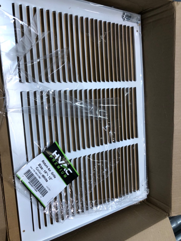 Photo 4 of 18"w X 12"h Steel Return Air Grilles - Sidewall and Ceiling - HVAC DUCT COVER - White [Outer Dimensions: 19.75"w X 13.75"h] 18 X 12 White