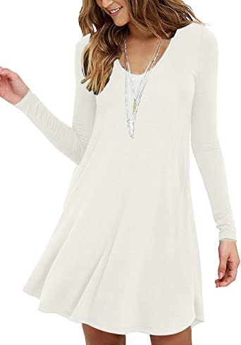 Photo 1 of MOLERANI Women's Long Sleeve Casual Swing Simple T-Shirt Loose Dress SAIZE-M