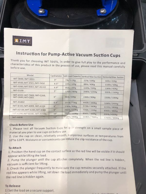 Photo 4 of 
iMetrx Glass Suction Cups Vacuum 8 in Industrial 110kg/240lbs Granite Tile Floor Lifting Clamps