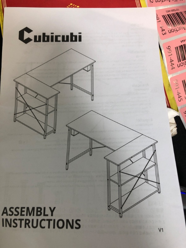 Photo 12 of 
CubiCubi 47 Inch Small L Shaped Computer Desk with Storage Shelves Home Office Corner Desk Study Writing Table, Deep Brow