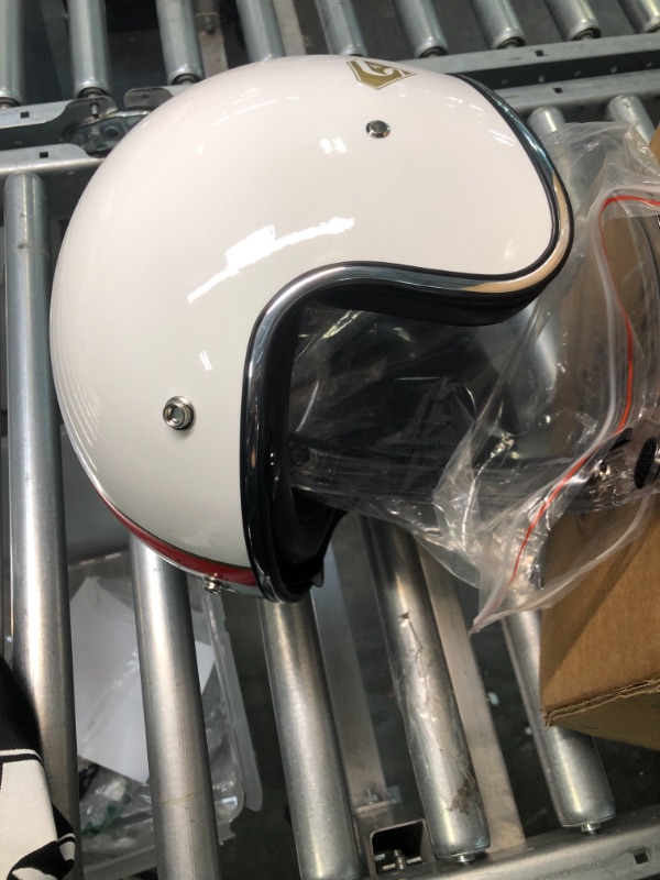 Photo 5 of Kyapra Open Face Helmet with Sun Shield?Bubble Visor& Brim Free Installation and Removal Jet Pilot Helmet with DOT Approved-SIZE XL