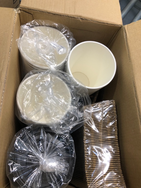 Photo 4 of 16 oz Paper Coffee Cups, Drinking Cups for Cold/Hot Coffee Chocolate Drinks, Disposable Coffee Cups with Lids, Sleeves and Stirring Sticks, Black Hot Coffee Cups for Home, Stores and Cafes.